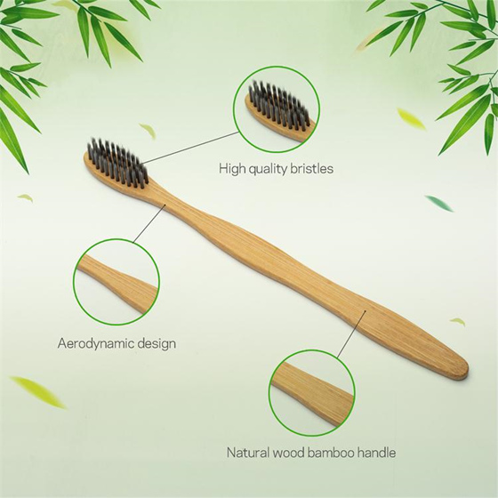 Black Brush Bamboo Toothbrush For Hotel