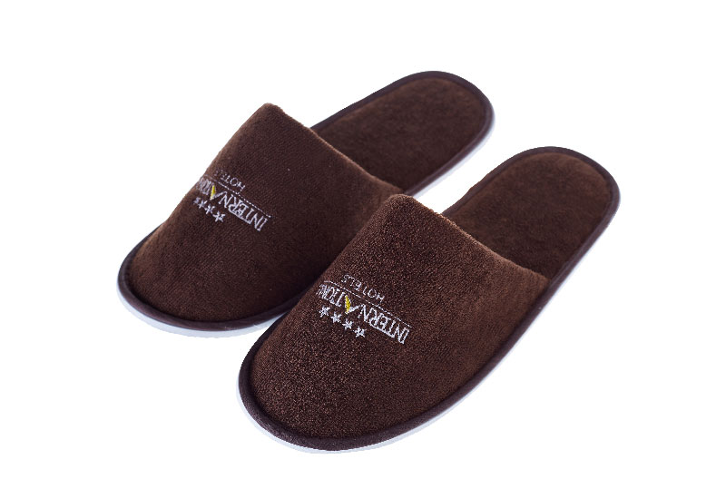 Brown Coral Fleece Hotel Disposable Slippers