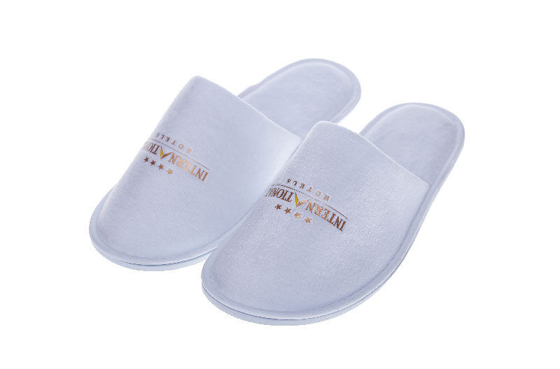 White Terry Hot Stamping Hotel Slipper