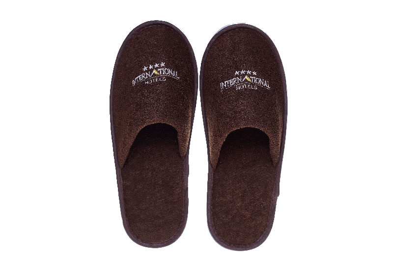 Brown Coral Fleece Hotel Disposable Slippers