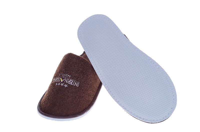Brown Coral Fleece Hotel Disposable Slippers