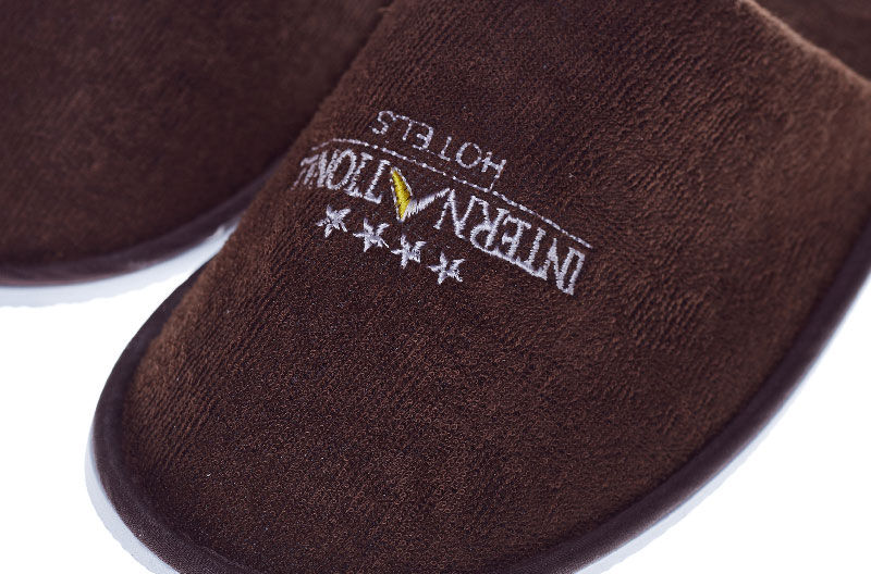 Brown Coral Fleece Hotel Disposable Slippers